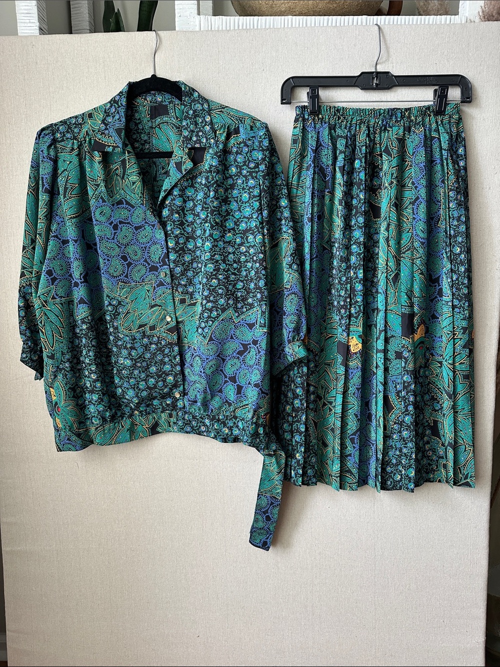 Intake Turquoise & Teal Floral Print Two-Piece Set